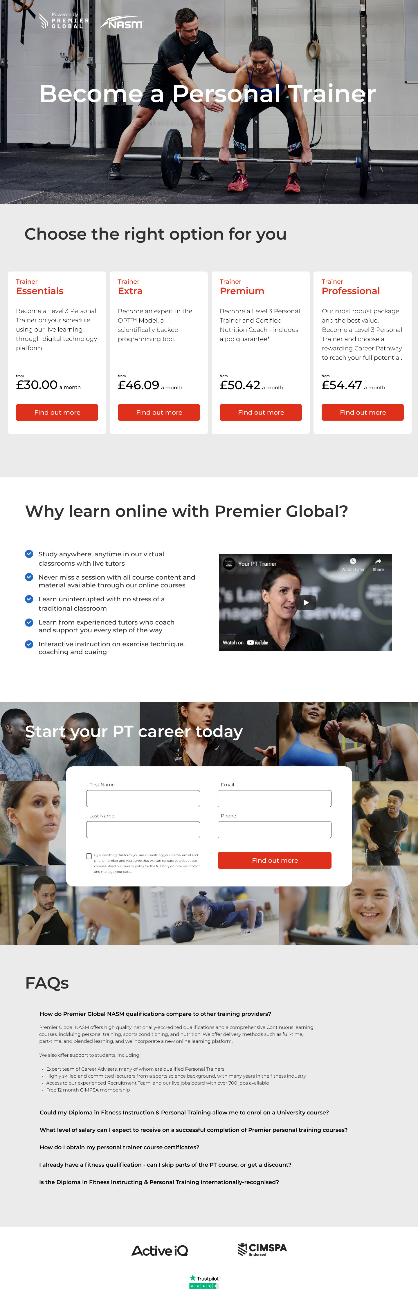 Premier Global Personal Trainer Courses